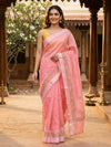Pink Linen Cotton Saree