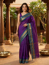 Purple and Peacock Blue Chettinad Cotton Saree