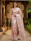 Rose Pink and Silver Pure Kanchipuram Silk Saree