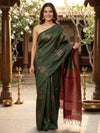 Dark Green and Maroon Silk Cotton Saree