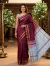 Maroon and Grey Blue Banana Silk Sarees