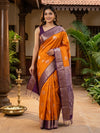 Mustard and Purple Semi Silk Saree