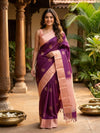 Purple and Peach Pure Kanchipuram Silk Saree