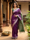 Purple and Green Silk Cotton Saree