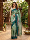 Sage Green and Teal Kanchipuram Fancy Silk Saree