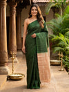 Dark Green and Gold Kanchipuram Pure Mix Saree