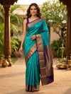Teal and Purple Pure Kanchipuram Silk Saree