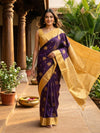 Purple and Gold Semi Silk Saree