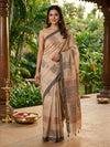 Beige and Grey Nagamam Cotton Saree