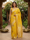 Bright Yellow Linen Cotton Saree