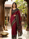 Maroon and Black Dola Silk Saree