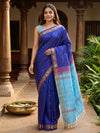 Royal Blue and Sky Blue Banana Silk Sarees