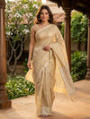Beige and Grey Nagamam Cotton Saree