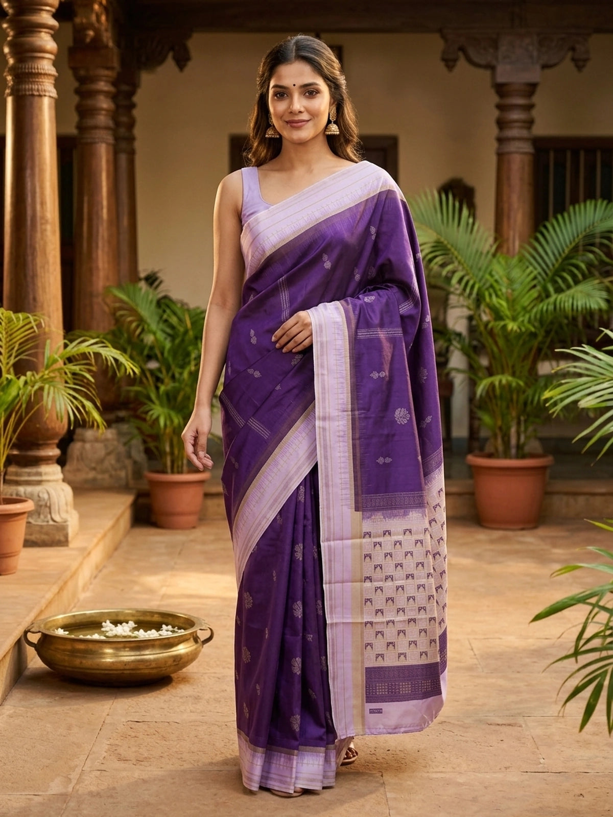Purple and Lavender Dola Silk Saree