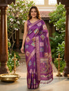 Purple and Pink Dola Silk Saree