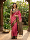 Pink and Black Kanchipuram Fancy Silk Saree