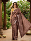 Mauve Brown and Copper Semi Silk Saree