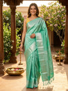 Sea Green and Silver Pure Kanchipuram Silk Saree