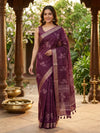Wine Purple and Gold Designer Zari Work Art Silk Saree