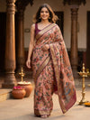 Dusty Rose and Maroon Designer Semi Tussar Saree
