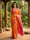 Orange and Pink Pure Kanchipuram Silk Saree