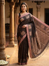 Dark Brown and Dusty Rose Kanchipuram Fancy Silk Saree