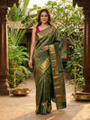 Deep Green and Gold Pure Kanchipuram Silk Saree