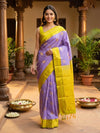 Lavender and Lime Green Semi Silk Saree