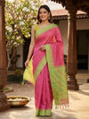 Pink and Green Dola Silk Saree