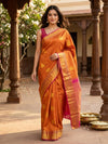 Rust Orange and Pink Pure Kanchipuram Silk Saree