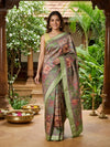 Green and Multicolour Dola Silk Saree