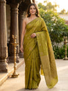 Olive Green and Cream Silk Cotton Saree