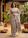 Beige and Grey Nagamam Cotton Saree