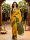 Mustard Yellow and Green Kanchipuram Fancy Silk Saree