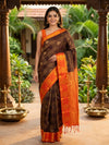 Brown and Orange Kanchipuram Fancy Silk Saree