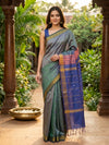 Dual-Tone Grey and Blue Banana Silk Sarees