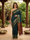 Peacock Green and Maroon Chettinad Cotton Saree