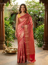 Rose Pink and Red Semi Silk Saree