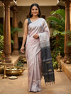 Blush Beige and Charcoal Grey Banana Silk Sarees