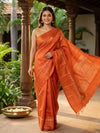 Orange and Copper Gold Pure Kanchipuram Silk Saree