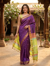 Purple and Lime Green Banana Silk Sarees
