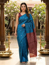 Peacock Blue and Maroon Silk Cotton Saree
