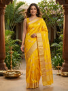 Bright Yellow Semi Tussar Saree