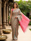 Multicolour and Pink Pure Soft Silk Saree