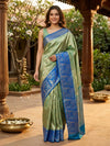 Green and Royal Blue Pure Kanchipuram Silk Saree