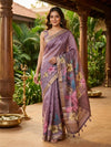 Mauve and Gold Semi Tussar Saree