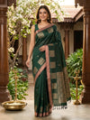 Bottle Green and Copper Kanchi  Semi Silk Saree