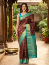 Maroon and Teal Green Pure Kanchipuram Silk Saree