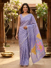 Lavender and White Linen Cotton Saree