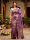 Lavender Purple and Gold Semi Tussar Saree